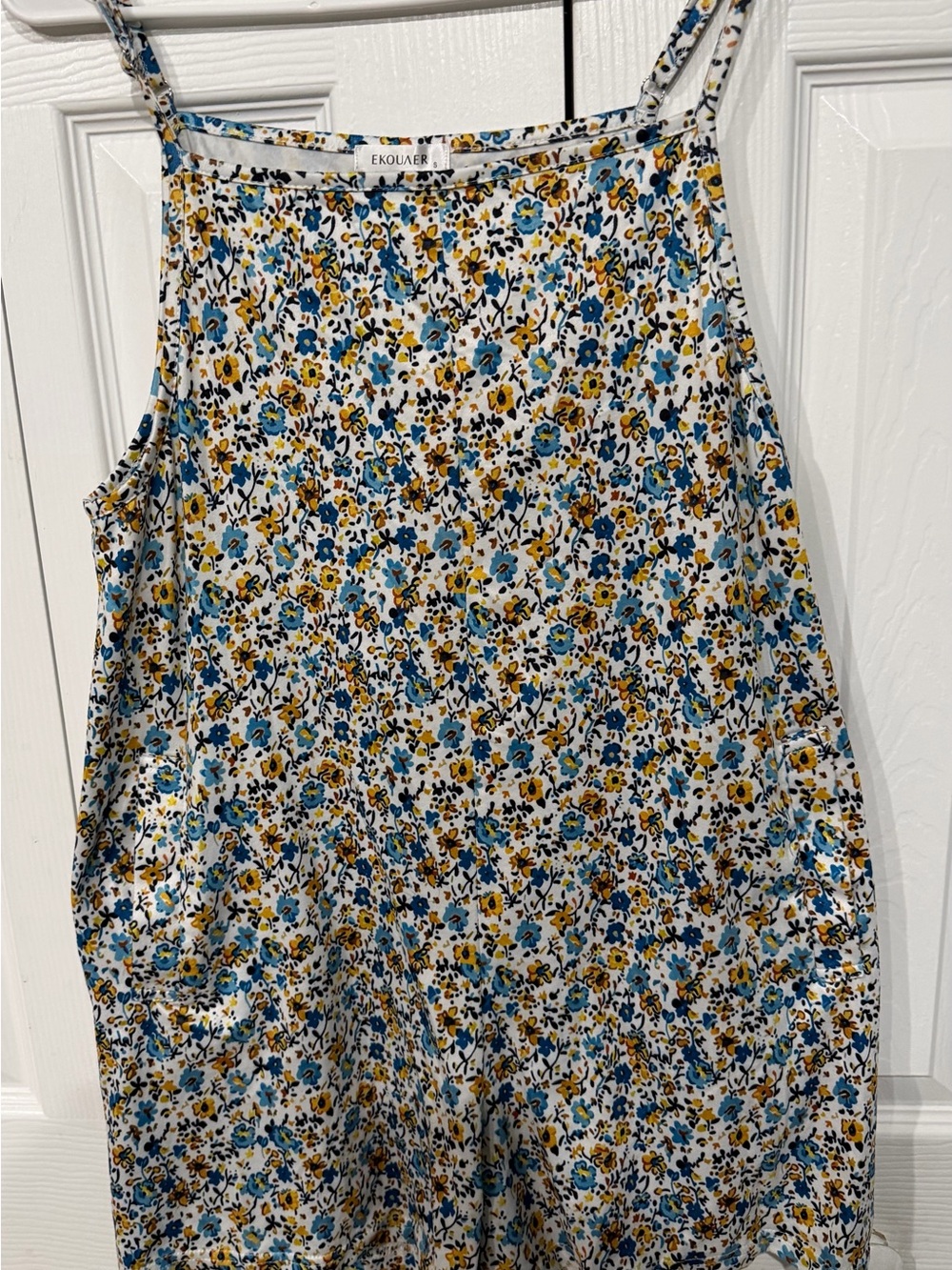 Blue and Yellow Floral Women's Romper